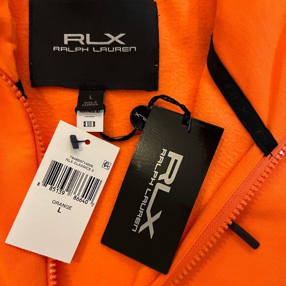 RALPH LAUREN RLX Men's Fleece Half-Zip Hoodie SIZE LARGE ORANGE - Picture 2 of 12